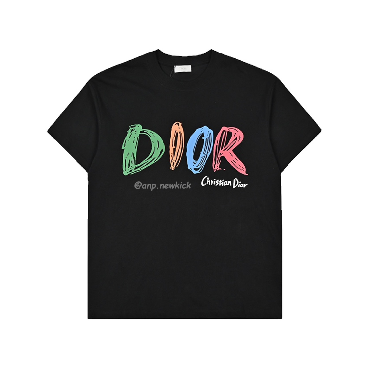 Dior Hand Drawn Logo Graffiti Inspired Short Sleeved T Shirt (2) - newkick.vip